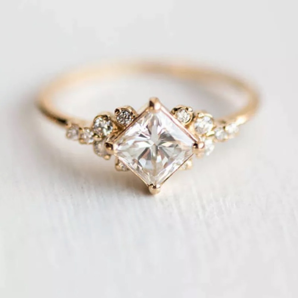 18K Gold filled white sapphire ring - Picture 2 of 4